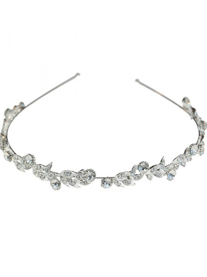 Silver Crystal Floral Hairband for wholesale by Rosie Fox