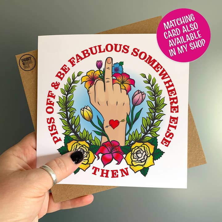 Sweary Card Lady - Wholesale Flat Wrap - Piss Off Tattoo Middle Finger Gift Wrap - Flat Sheet3