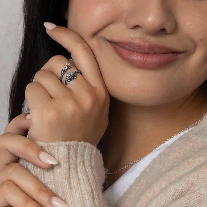 Nina Designs - Wholesale Cocktail/Statement Ring - Sterling Silver or Bronze Adjustable Snail and Leaf Ring3