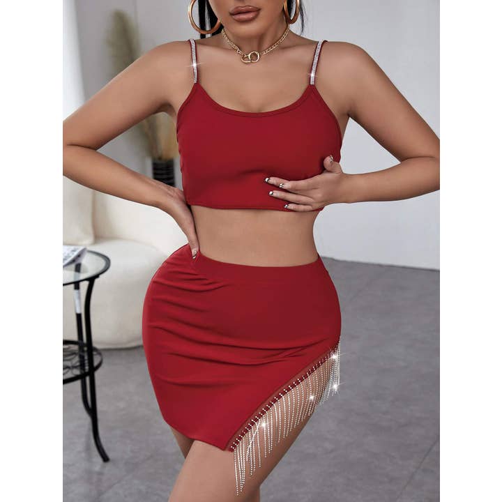 crop cami top fringe trim asymmetrical hem skirt and other Purchase Wholesale sheer white fabric. Free Returns & Net 60 Terms on Faire trending on Faire.