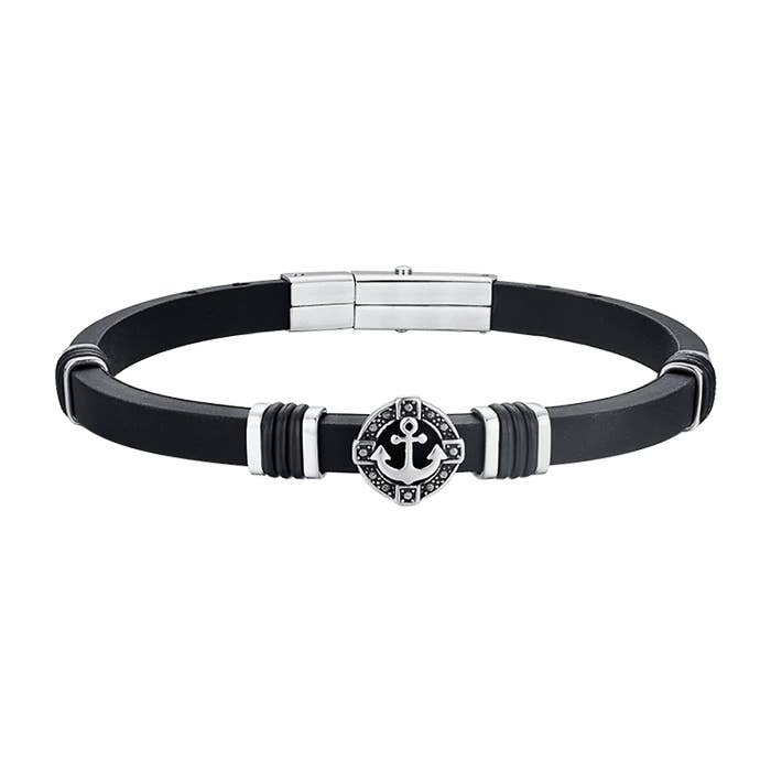 RUBBER BRACELET WITH ANCHOR/COMPASS ROSE - RD24120A207 for wholesale by AMORINO SRL