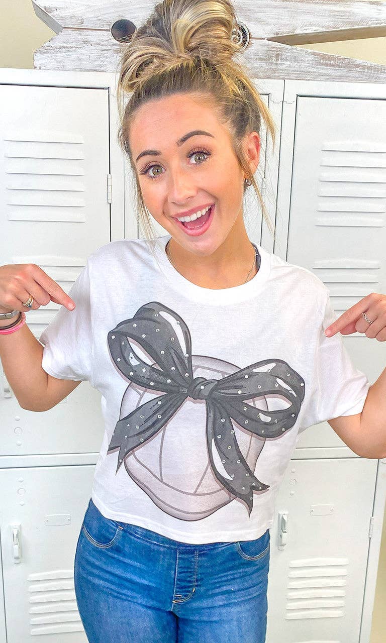 Sugar Stitch - Vente T-shirt à imprimés – femme - Top court graphique en strass avec nœud de volley-ball personnalisé2