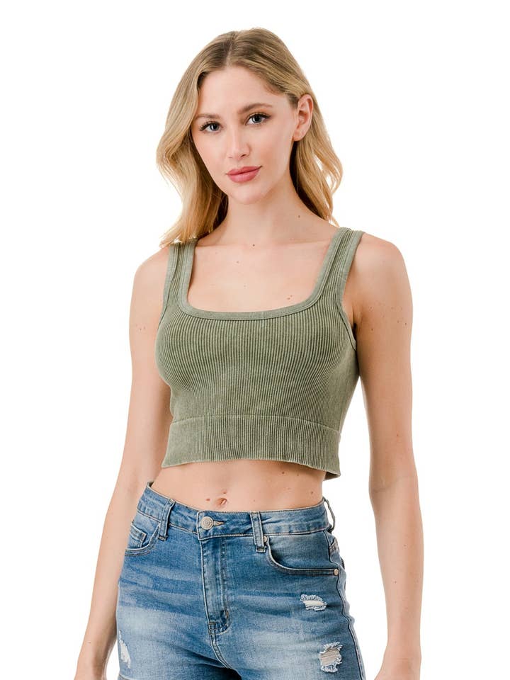 NT116MW CROP TANKTOP MIT QUADRATISCHEM AUSSCHNITT IN MINERALWASCHUNG für den Großhandel von MIO WHOLESALE