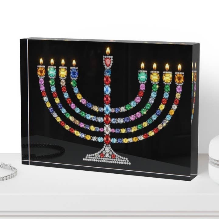 Bloc de cristal Judaica Menorah Gem pour la vente par Resinate By KS / by KRISTIN SMITH