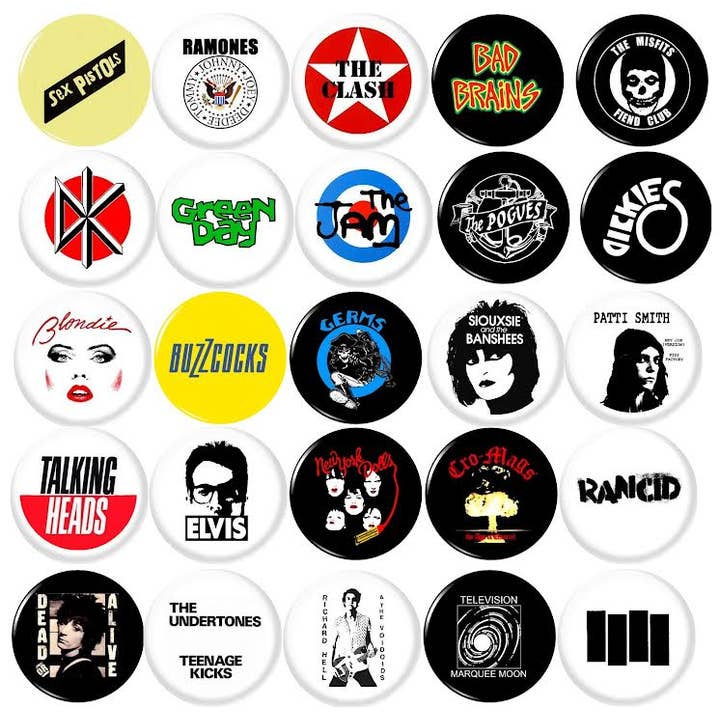 Pinbax Express - Wholesale Lapel Pin/Button - Punk bands #1 x 25 1"inch(25mm) pins record store rock shirt