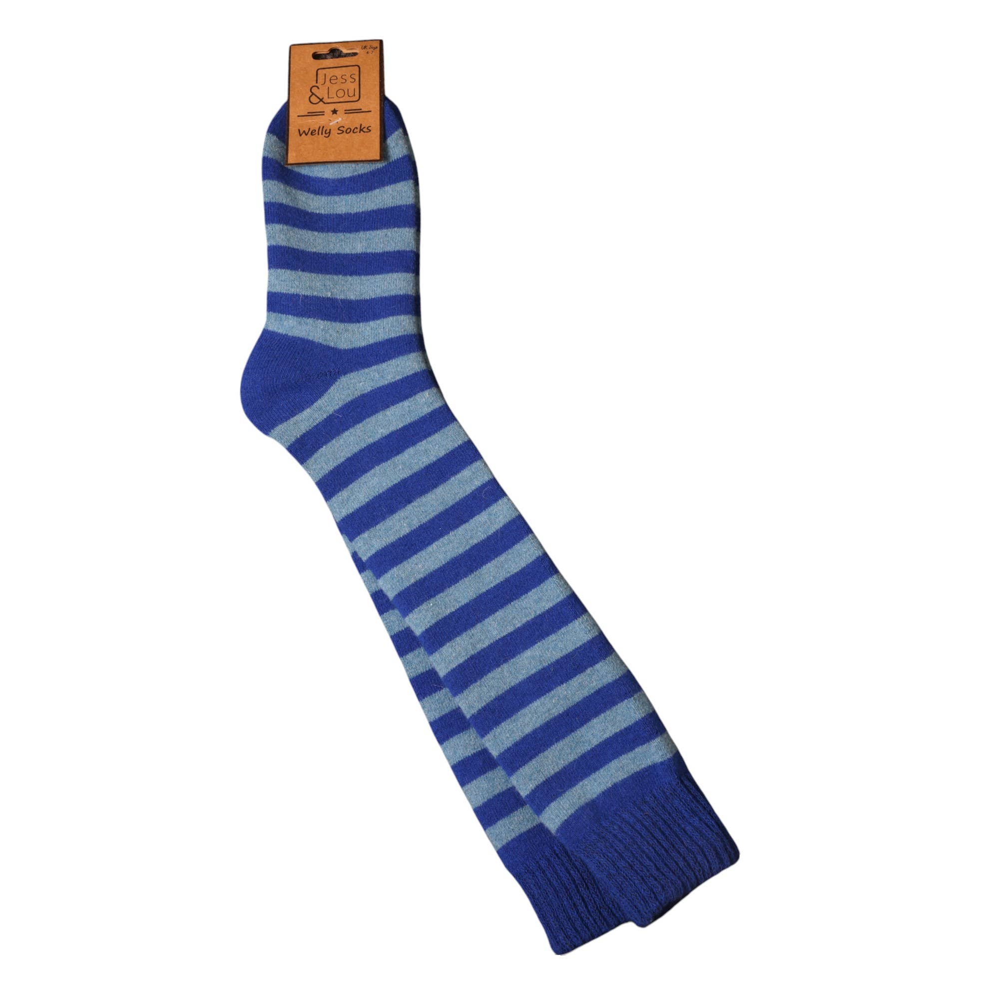 Jess & Lou – wholesale Socks – Women's – Blue Stripe Super Cosy Knee High Socks SL5900