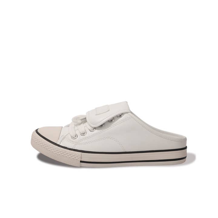 Baskets Mules à Enfiler pour Femmes Funkymonkey – Chaussures Décontractées Légères Sans Talon (Blanc & Argent) pour la vente par funkymonkey