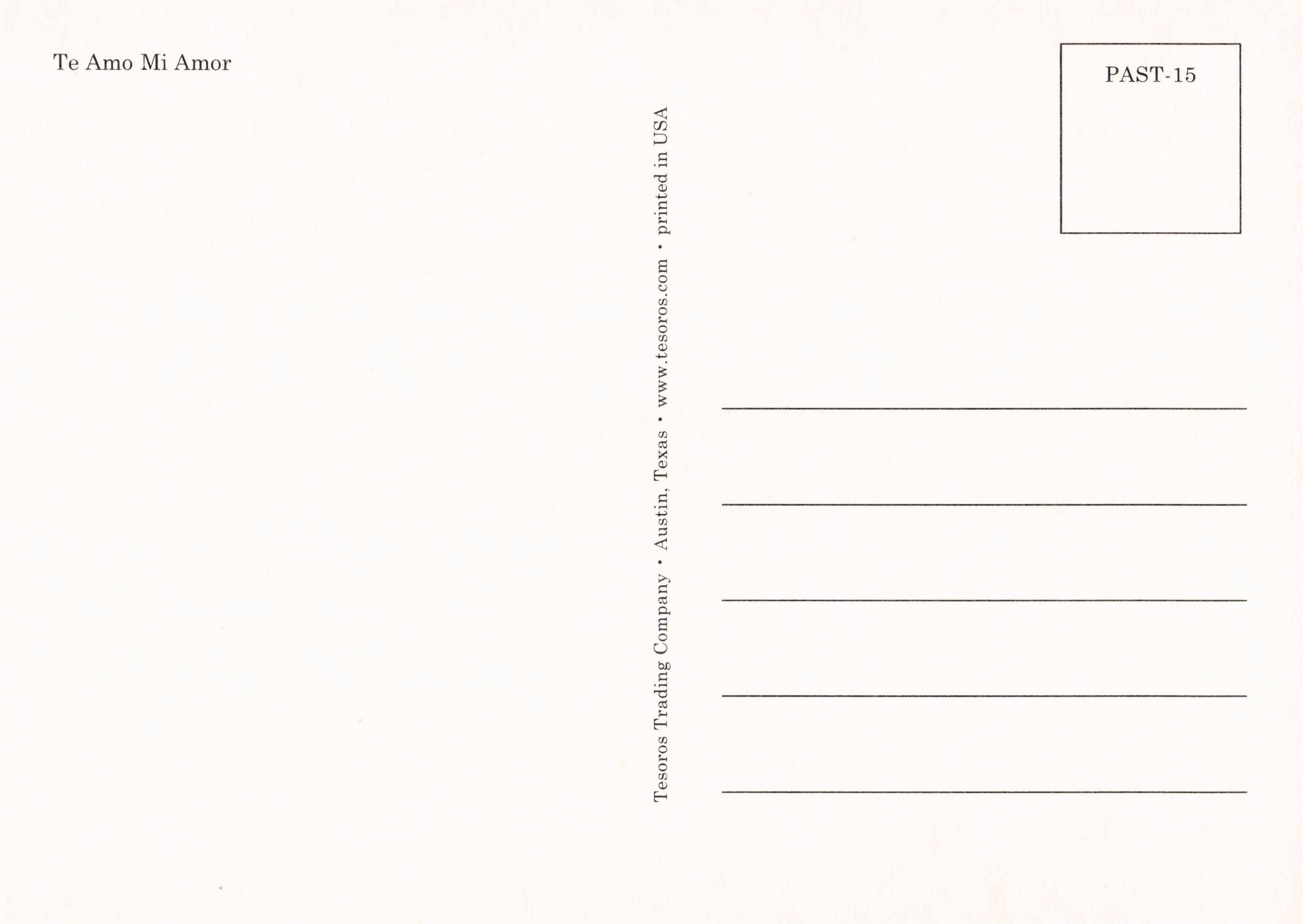 Tesoros Trading Company - Wholesale Postcard - Arte Popular Postcards - "Te Amo Mi Amor" Message1