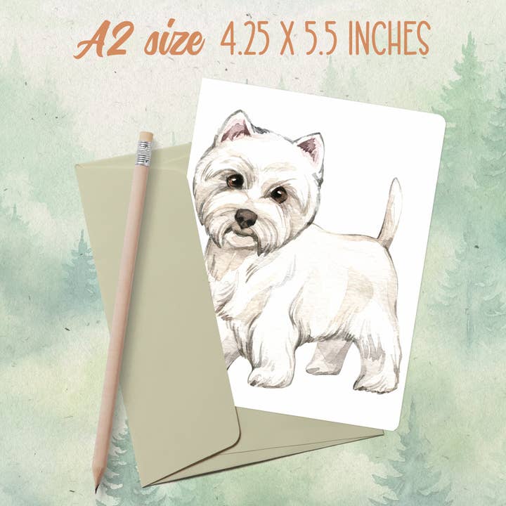 Tarjeta de felicitación hecha a mano con perro Westie para venta al por mayor de Soul Familiar