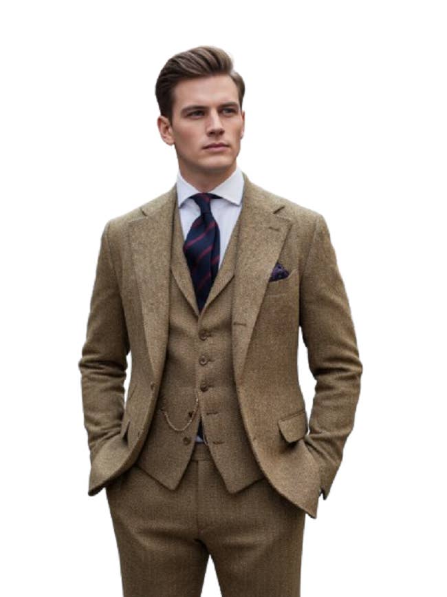 3-Piece Light Brown Tweed Suit for Men | FREE Shipping for wholesale on Faire5
