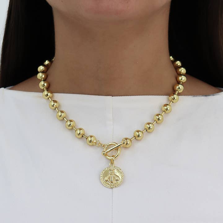 KARINE SULTAN – Großhandel Kette mit Anhänger/Charm – Kugelkette Halskette mit Bienen-Anhänger2