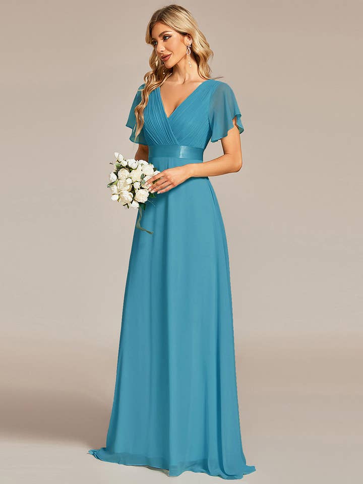 Ever-Pretty - Wholesale Gown – Women's - Double V-Neck Ruffles Chiffon Bridesmaid Dress51