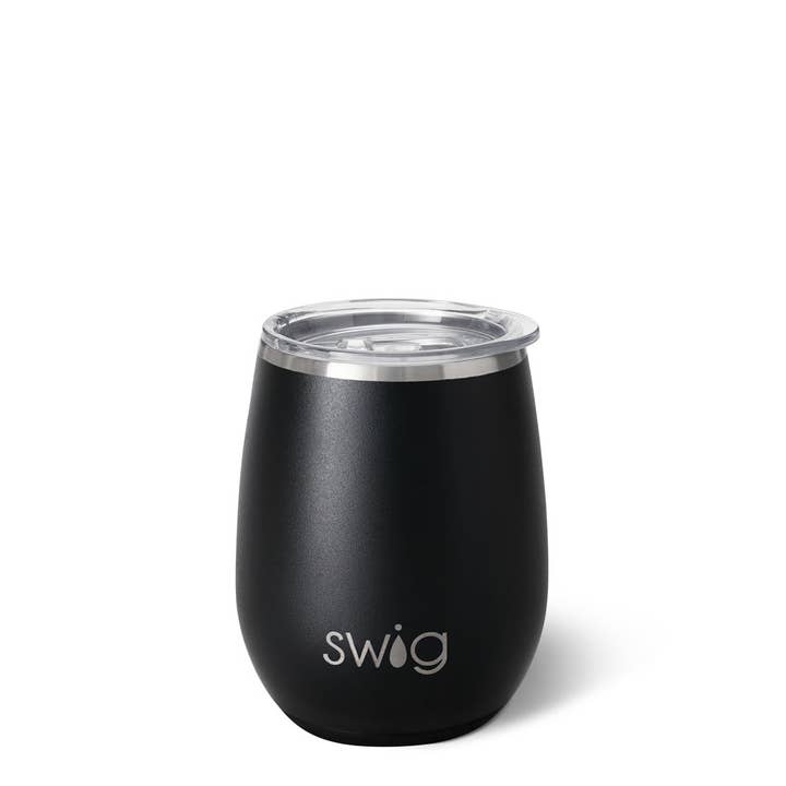 Black Stemless Wine Cup (14oz) for wholesale by Swig Life