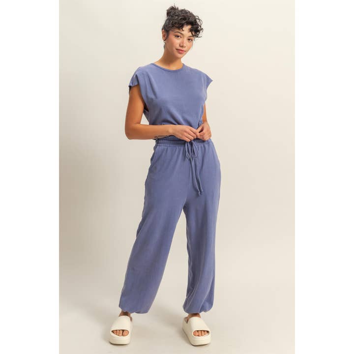 HYFVE - Wholesale Jumpsuit - Women's - DZ24C619-Short Sleeve Casual Jumpsuit