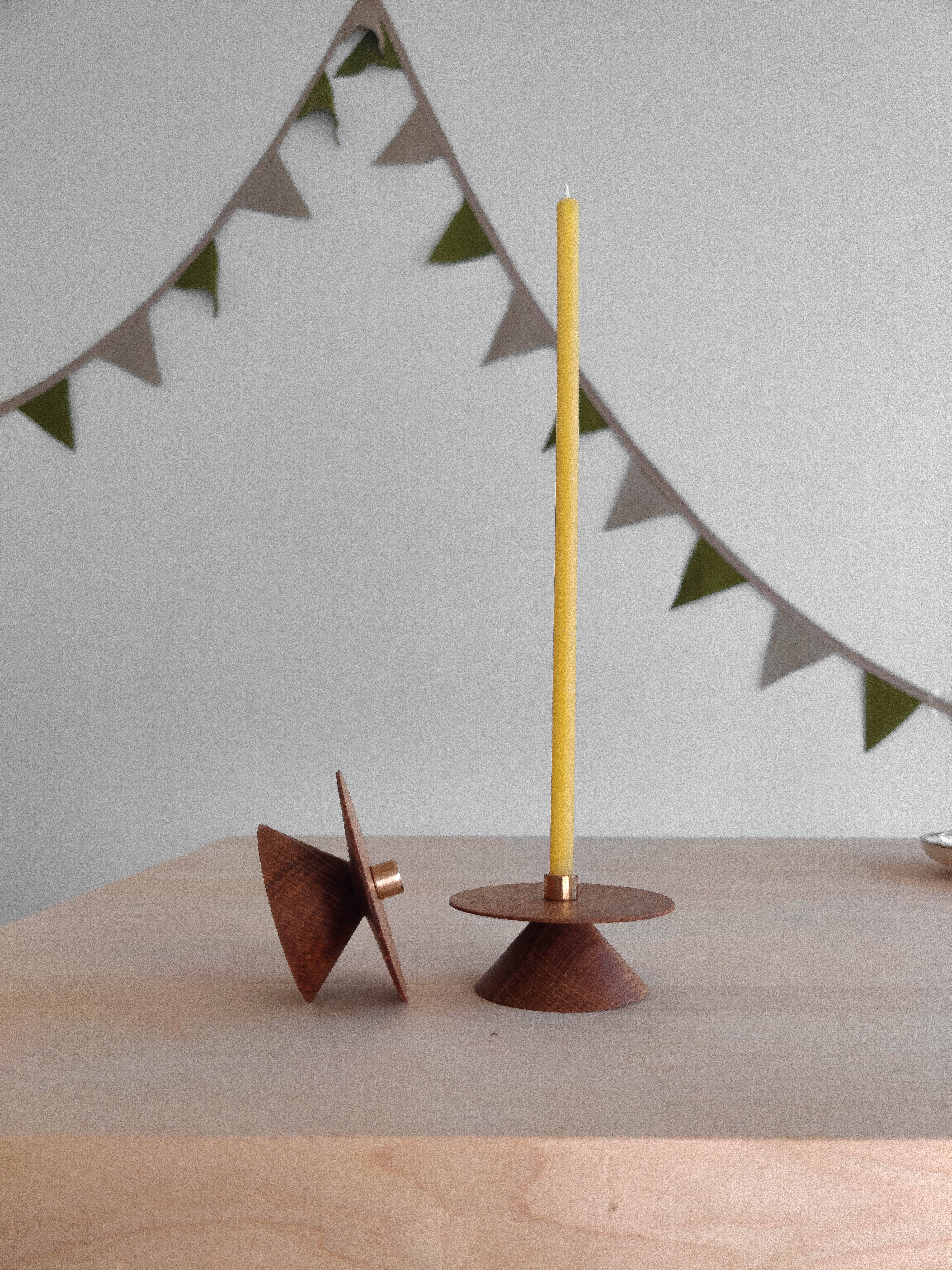 korys - Wholesale Candle Holder - Oiled oak candle holder / 2 pcs2