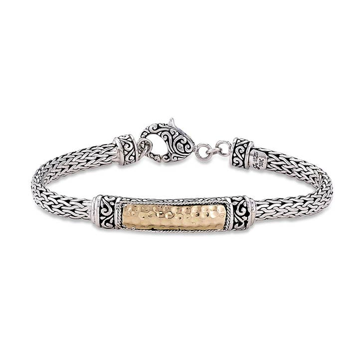 SS/18k hamrad guldstång Tulang Naga armband för wholesale av Eli Pebble