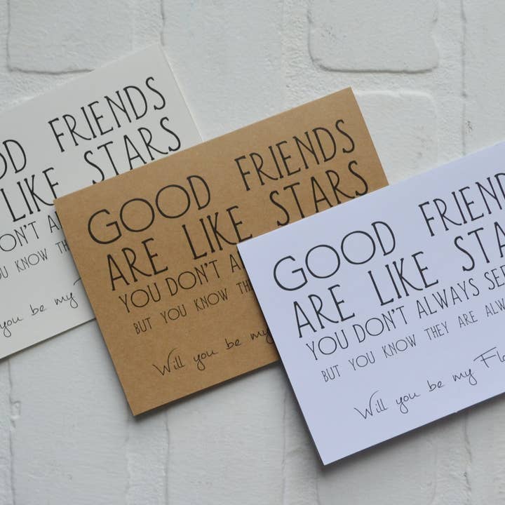 GOOD FRIENDS are like stars bridesmaid proposal cards for wholesale by This & That Creations, INC.