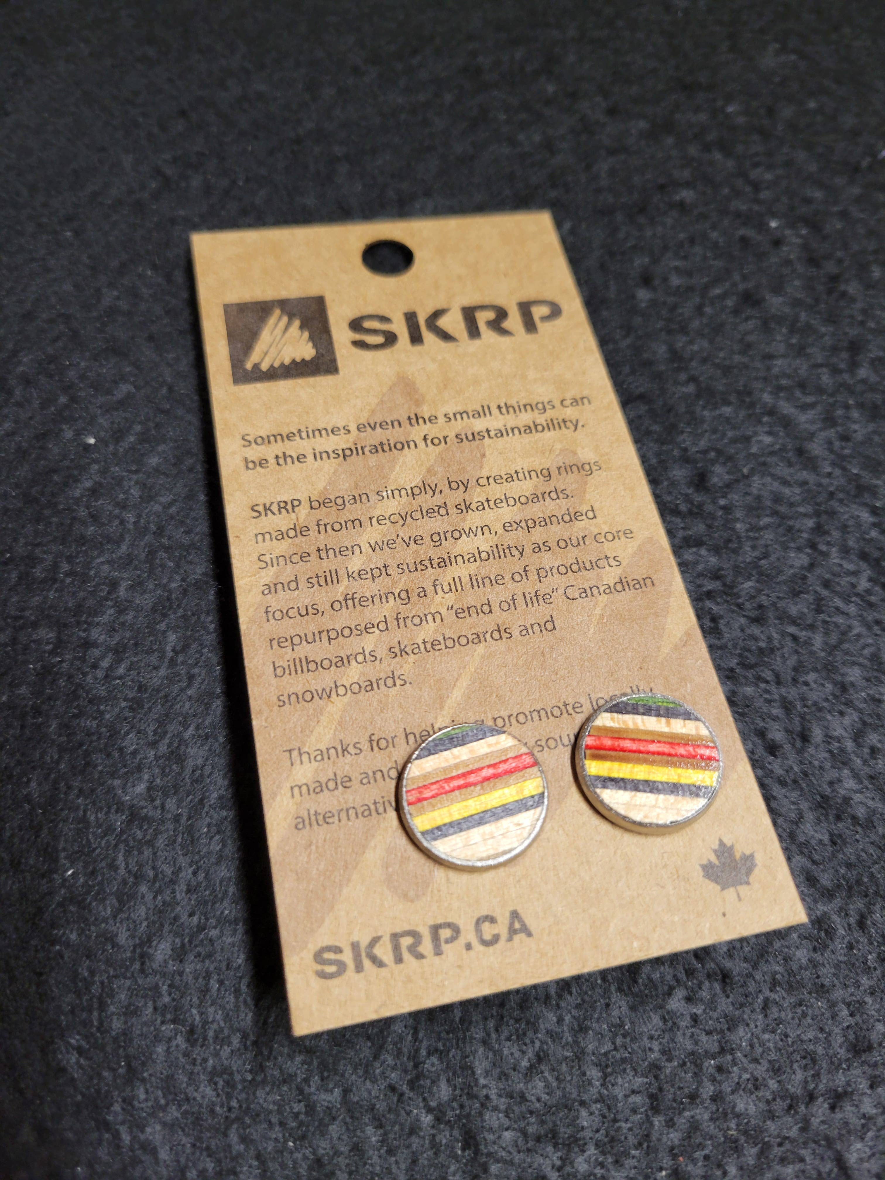 SKRP - Wholesale Stud/Post Earrings - Round Earrings made from recycled skateboards3