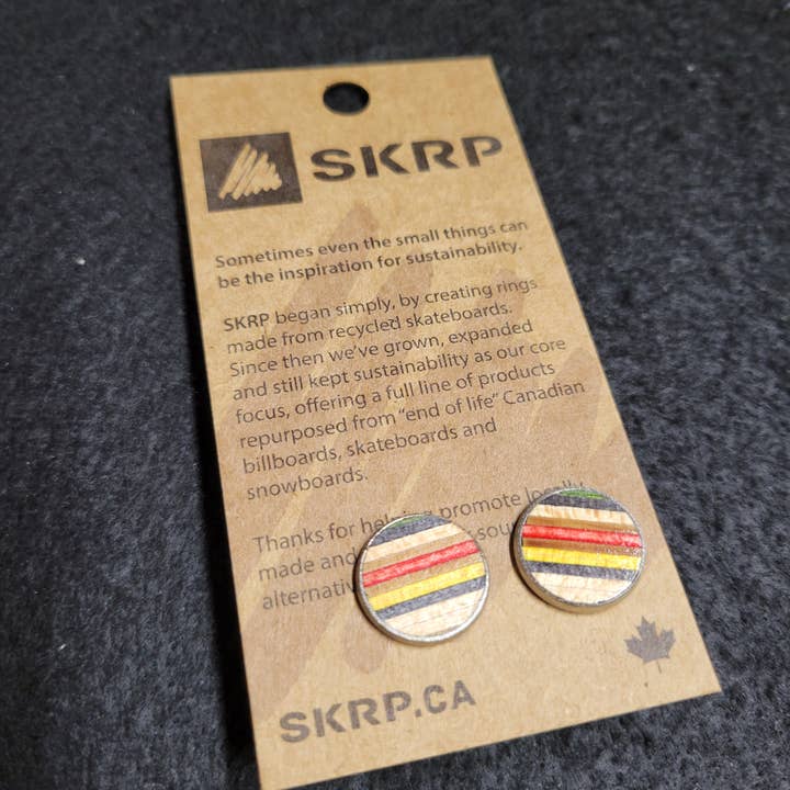 SKRP - Wholesale Stud/Post Earrings - Round Earrings made from recycled skateboards3