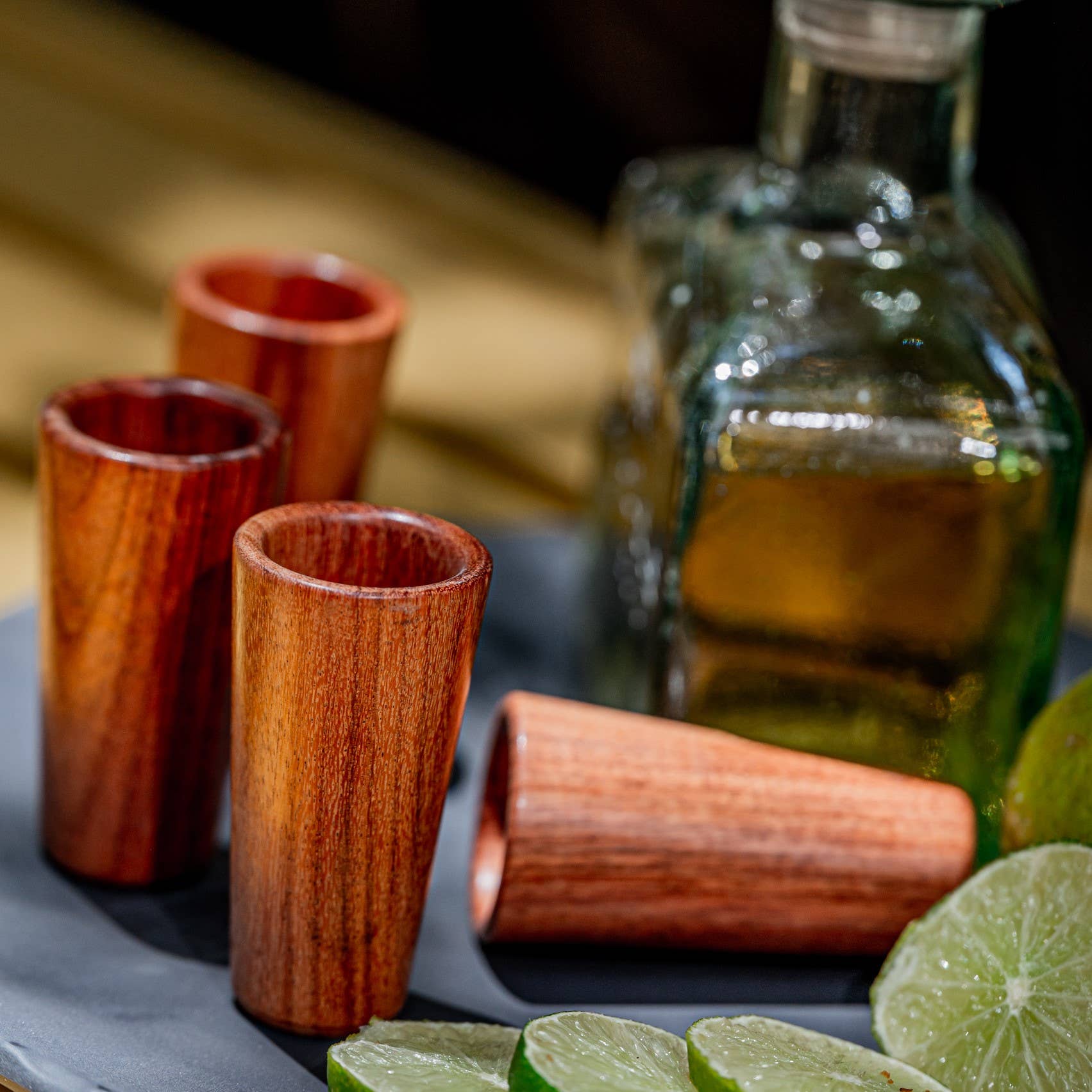 MEXTEQUIL - Wholesale Shot Glass - Wooden Tequila Shot Glasses - Set of 4 - 1.5 oz - Granadillo1