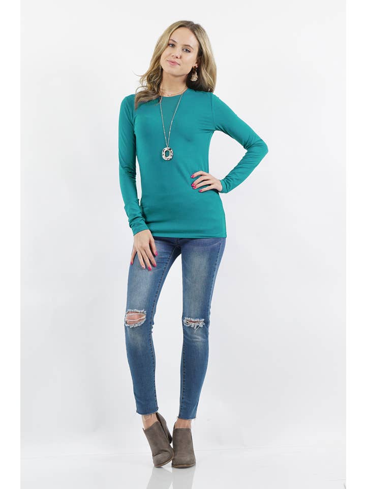 42POPS - Wholesale T-Shirt - Women's - ._ SI-24905 BRUSHED MICROFIBER LONG SLEEVE ROUND NECK TEE