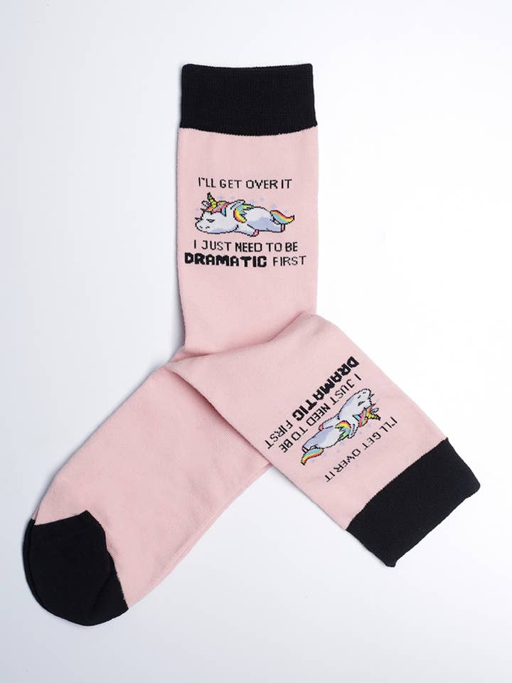 Women's I Just Need To Be Dramatic First Unicorn Crew Socks for wholesale by Just Fun Socks
