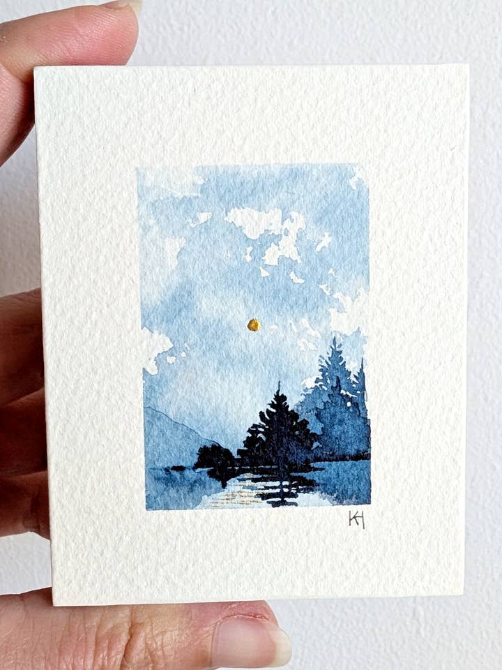 Original Mini Watercolour Artwork Blocks - BLUE for wholesale by Studio Keturah