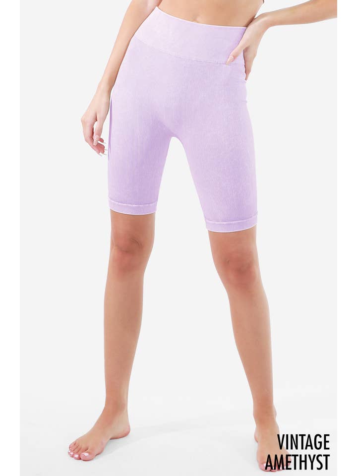 NIKIBIKI - Wholesale Athletic Shorts - Women's - NB8055 - Vintage Ribbed Highwaist Biker Shorts