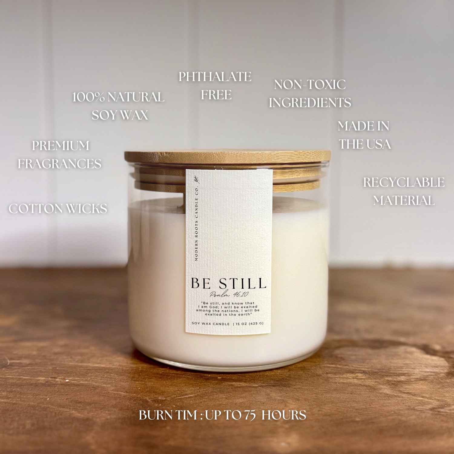 Modern Roots Candle Co. - Wholesale Jar/Filled Candle - Be Still | Lavender & Sage | 15 oz. Clear Jar Soy Candle3