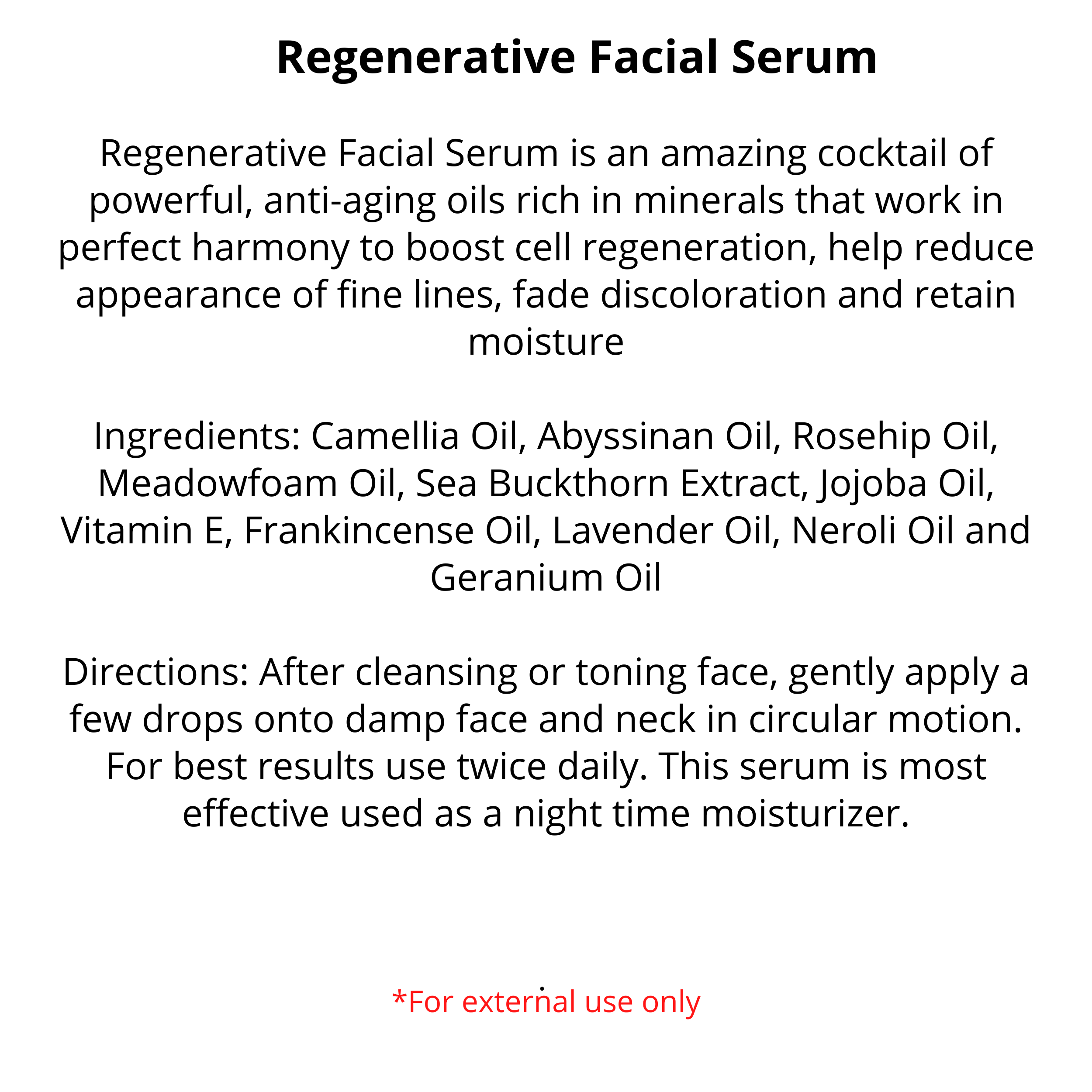 R. Drew Naturals, LLC - Wholesale Facial Serum/Concentrate - Bulk - Regenerative Serum - You Package & Label - Vegan1