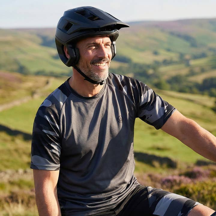 Jersey de Manga Curta de Desempenho MTB em Camuflagem Escura (Apenas Design das Mangas) por atacado de Odyssey Activewear