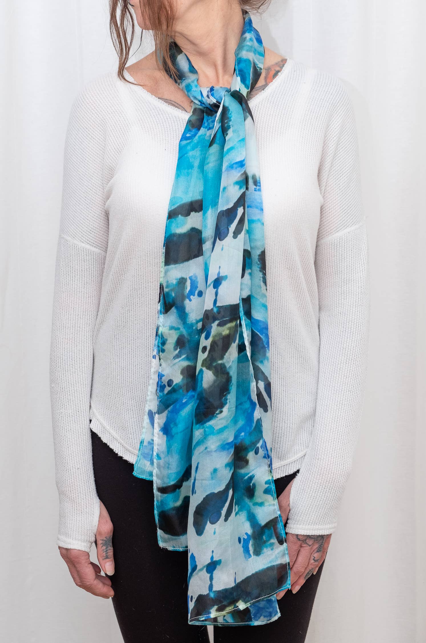 Elizabeth Gillett - Wholesale Scarf - Women's - Painted Abstract Silk Scarf3