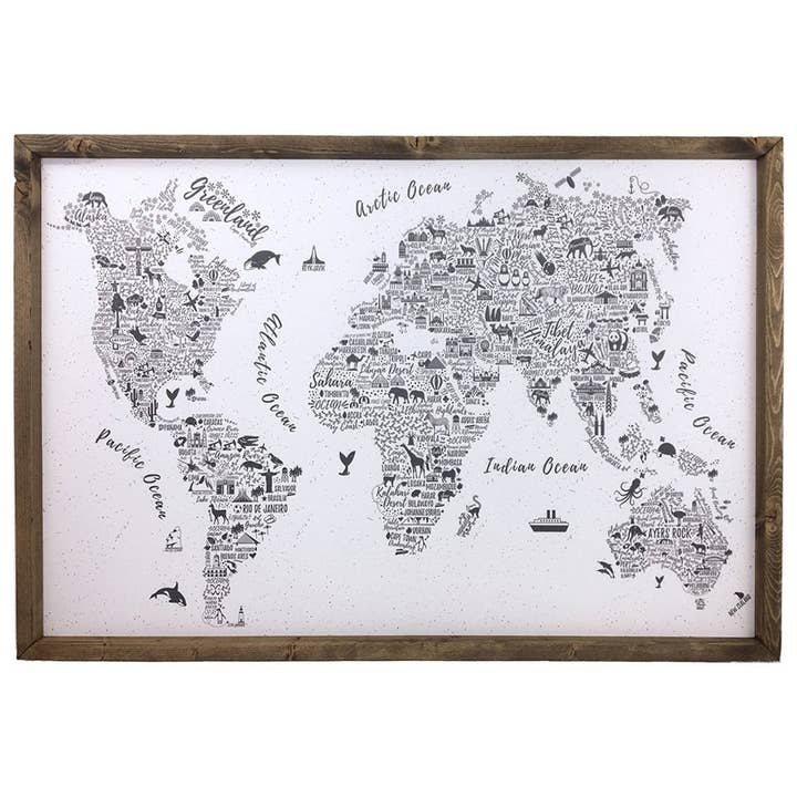 World Map Framed Art for wholesale by Twelve Timbers