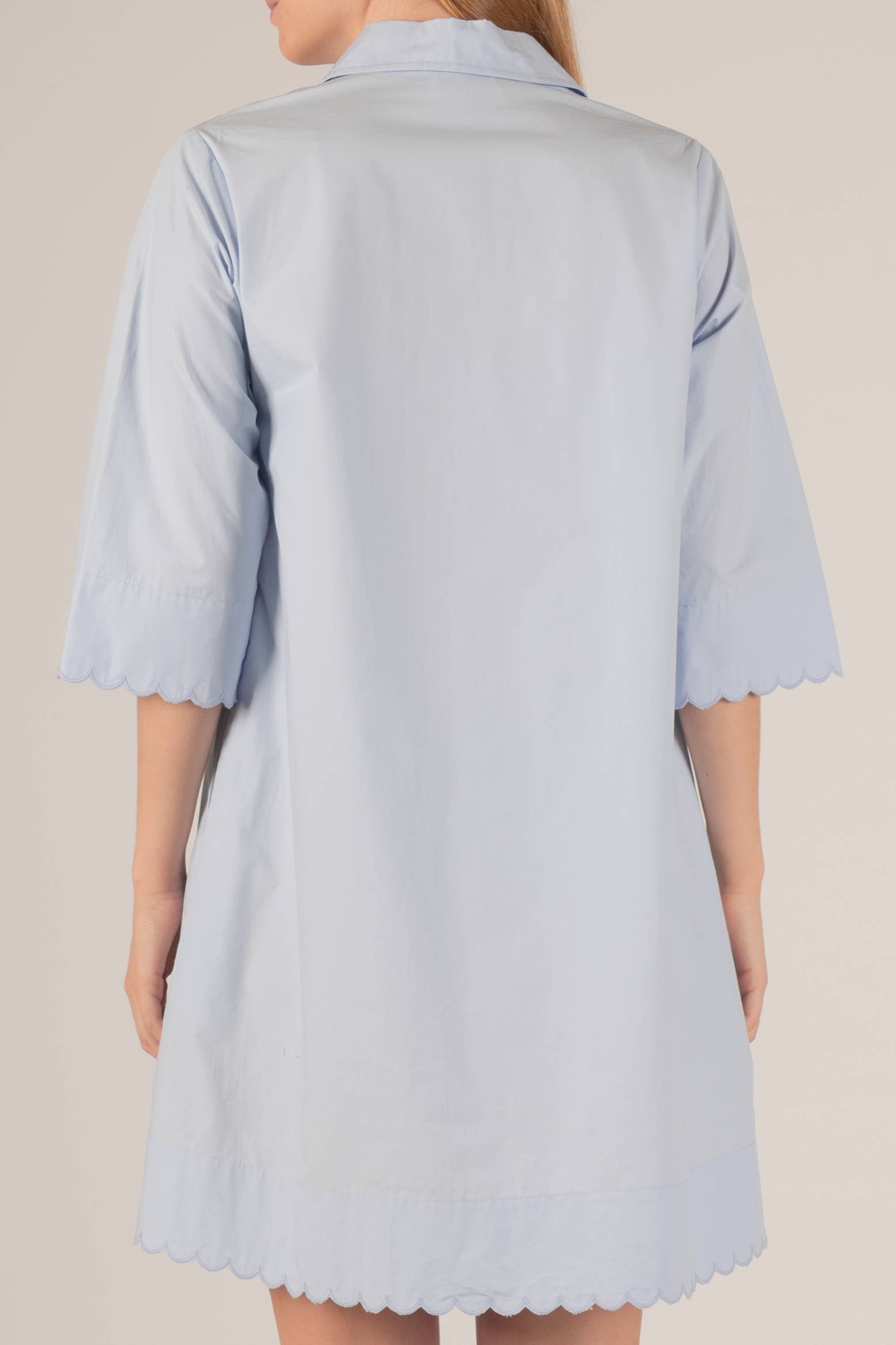 Before You Collection - Wholesale Dress - Women's - Poplin Scalloped Hem Button Up Shirt Dress6