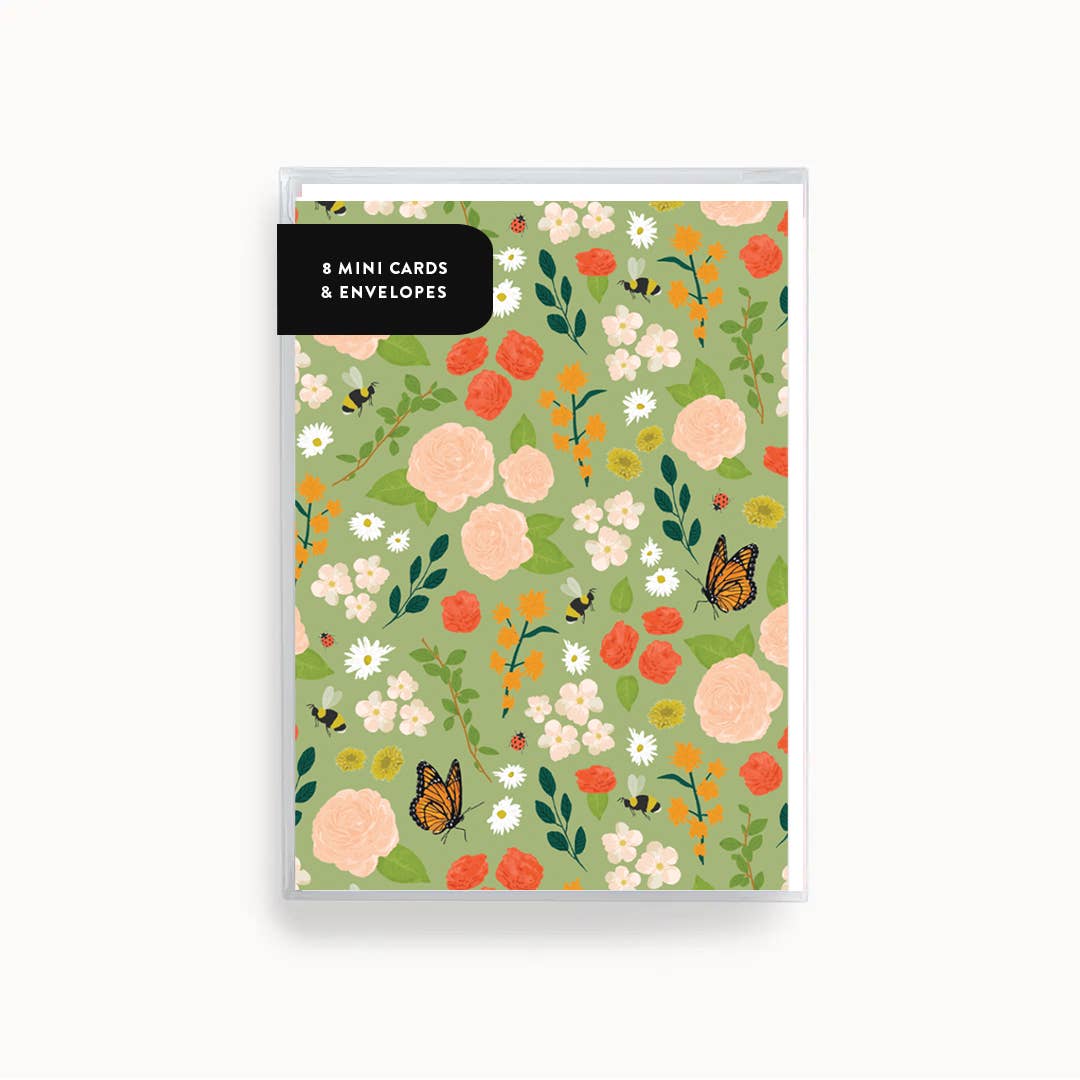 Joy Paper Co. – Großhandel Briefpapier-/Postkarten-Set – Gartenblumen Mini-Box-Set mit 8 Stück