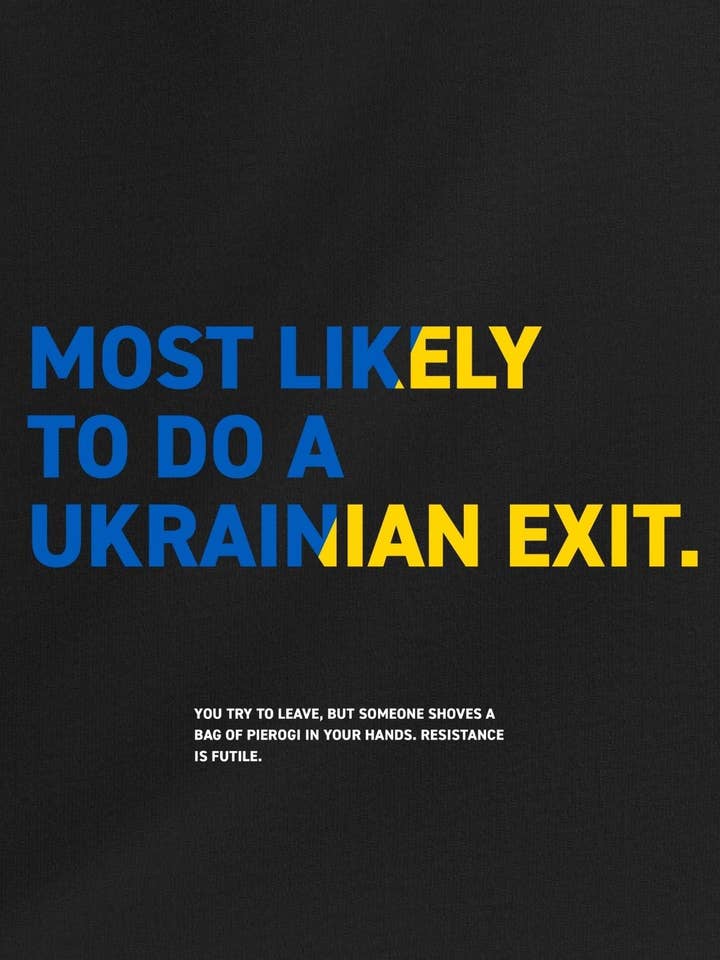 Ukrainian Exit Tee | Exit Club™ — Caught Edition for wholesale by Tourist Tee Co.