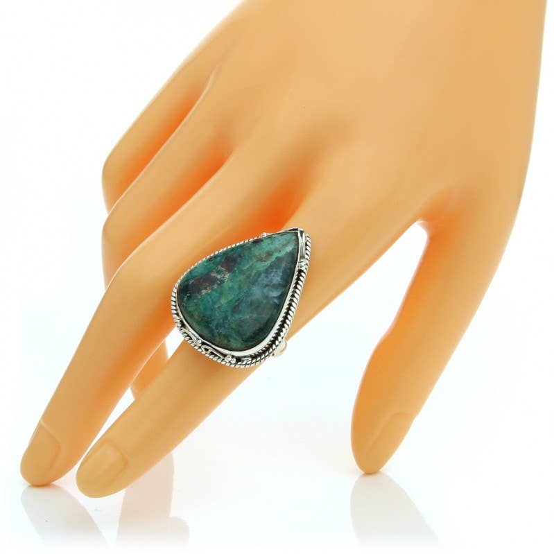 UniArt - Wholesale Cocktail/Statement Ring - Azurite drop ring and 925 silver2