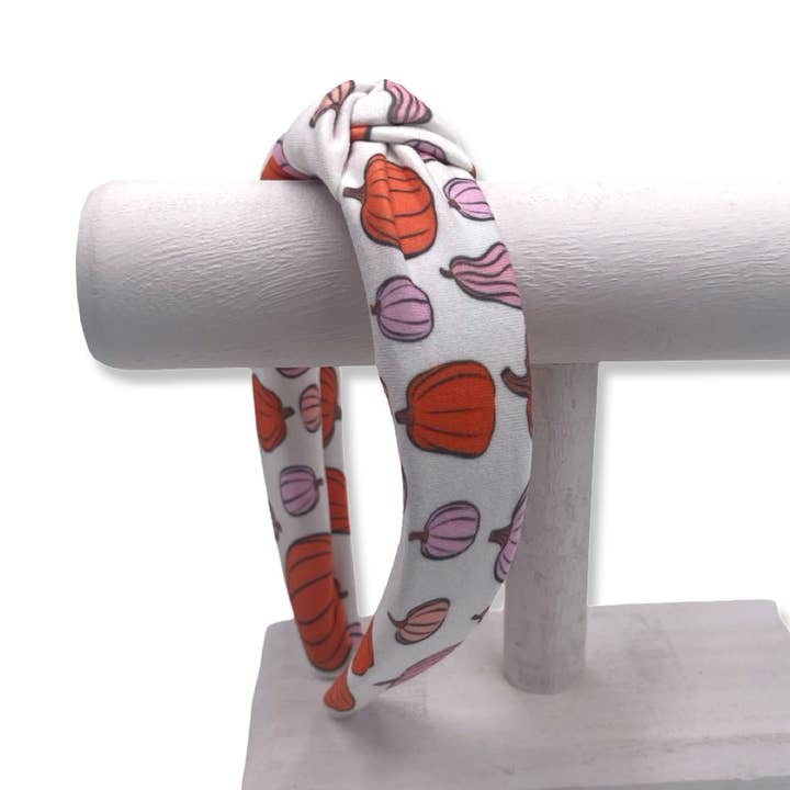 Serre-tête rigide Pumpkin Party (rose et orange) pour la vente par The Happy Headband Co