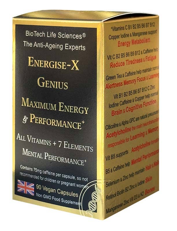 BioTech Life Sciences - Venta al por mayor Suplementos/vitaminas para beber - Cápsulas de NMN Resveratrol CoQ10 vitaminas de Té Verde: Energise-X2