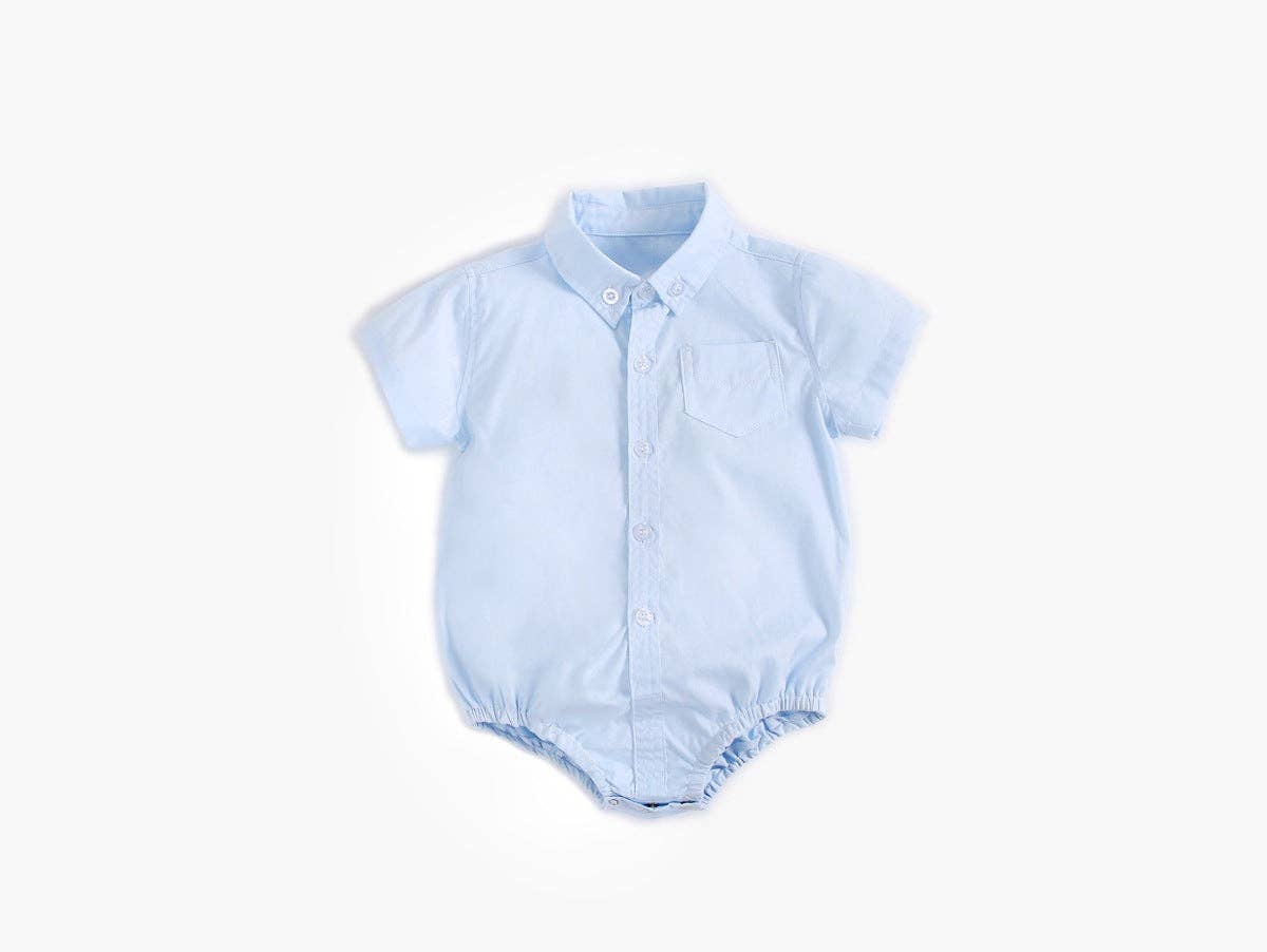 MyKids-USA® - Wholesale Button Down Shirt - Kids - Baby Boy Solid Color Buttoned Shirt With Pockets Short Sleeve bodysuit Online In Summer3