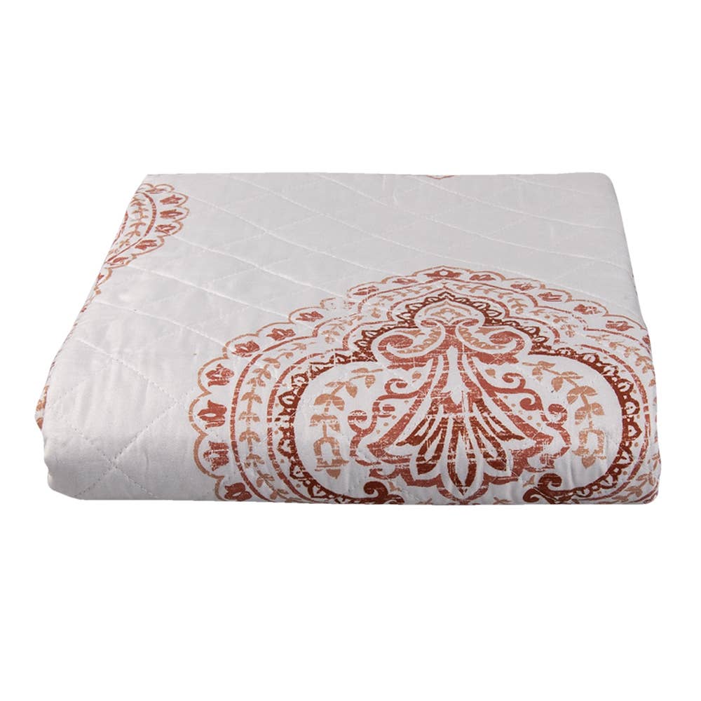 Clayre & Eef - Wholesale Bedding Blanket - Q194.061 Bedspread 2-persoons White Red Cotton Polyester1
