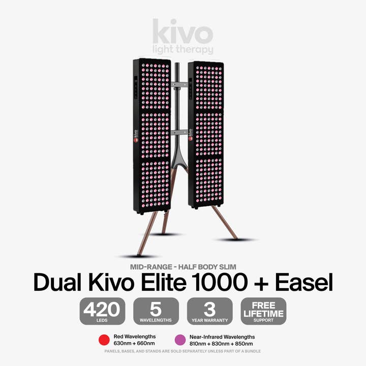 Kivo Elite 1000 Bundle: 2 x Elite 1000 & Easel Stand for wholesale by Kivo Red Light Therapy