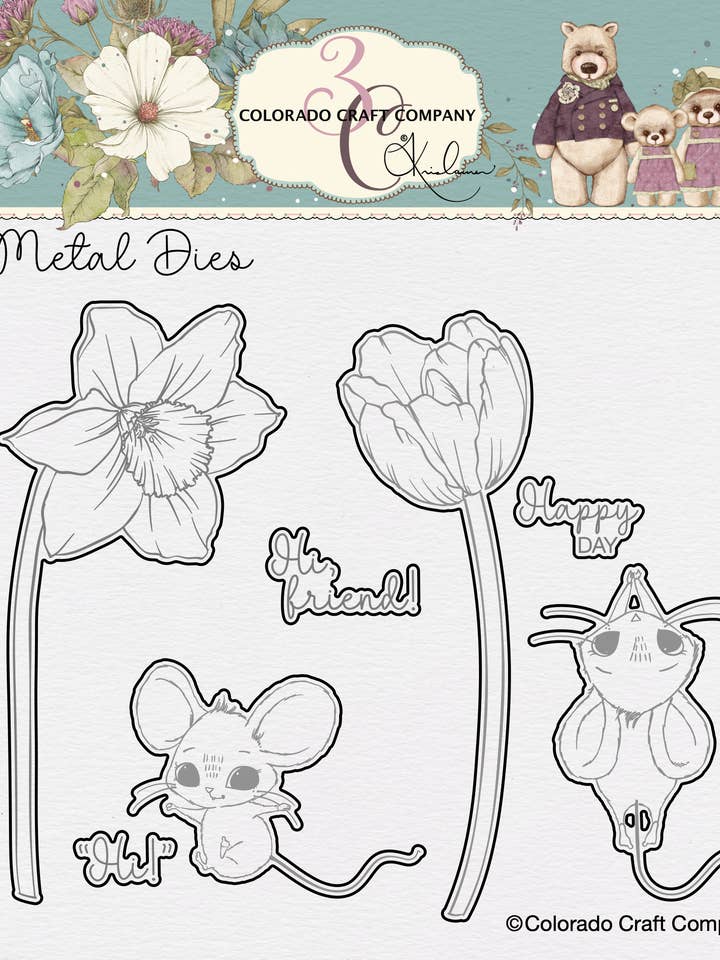 KL625-D Kris Lauren ~ Daffodil Mice Dies for wholesale by Colorado Craft Company