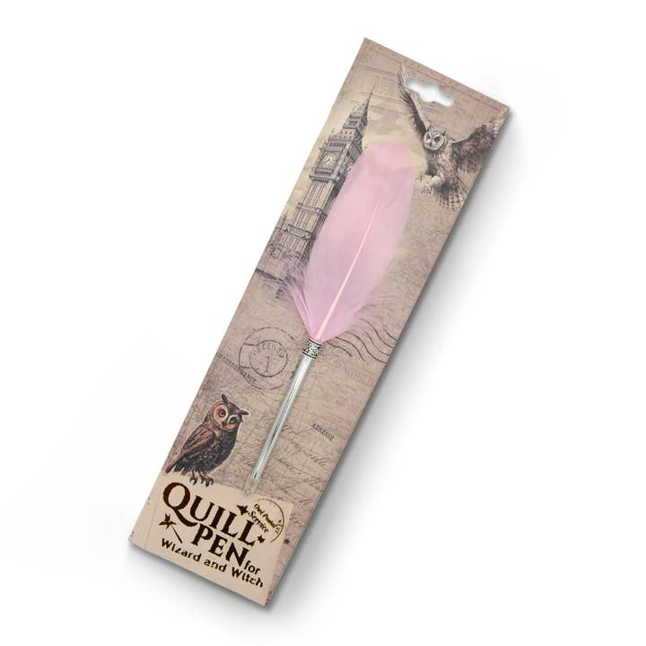 Pack x10 Quill Ball Pen On Backing Card - Pink for wholesale by Mad Witch Ltd