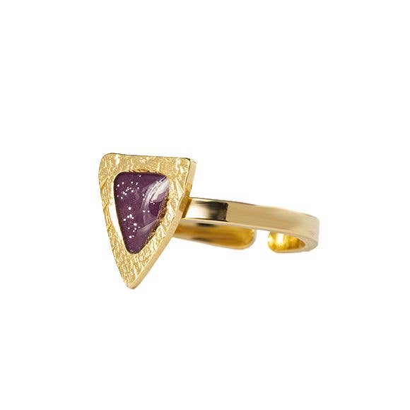 Lovelyday bijoux - Vente Solitaire - Bague triangle – Fabriqué en France – Or 18K