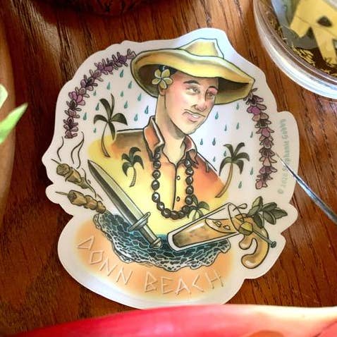 Donn Beach klistermærke for engroshandel hos Sherbet Punch Studios