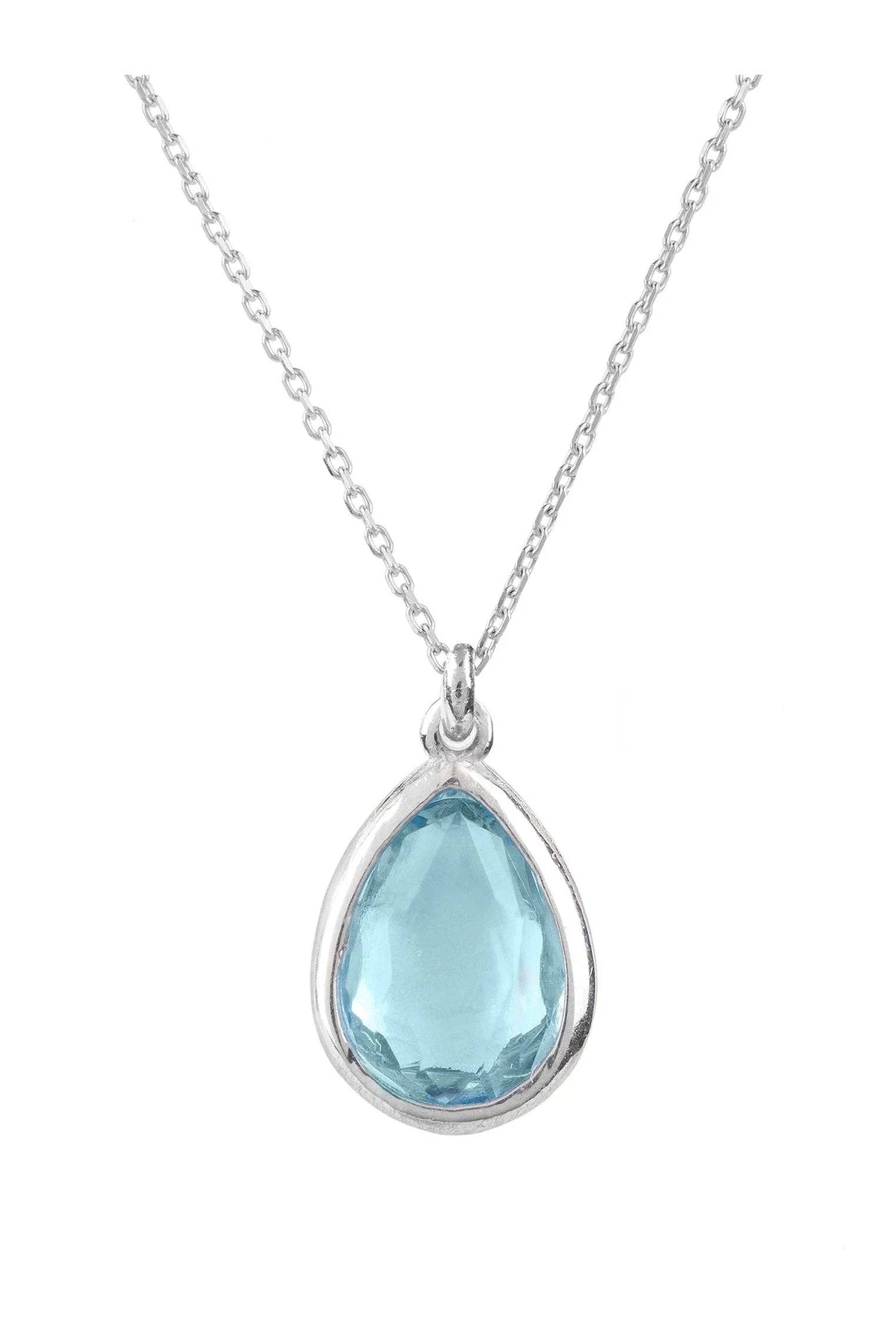Latelita – wholesale Pendant/charm necklace – Pisa Mini Teardrop Necklace Silver Blue Topaz0