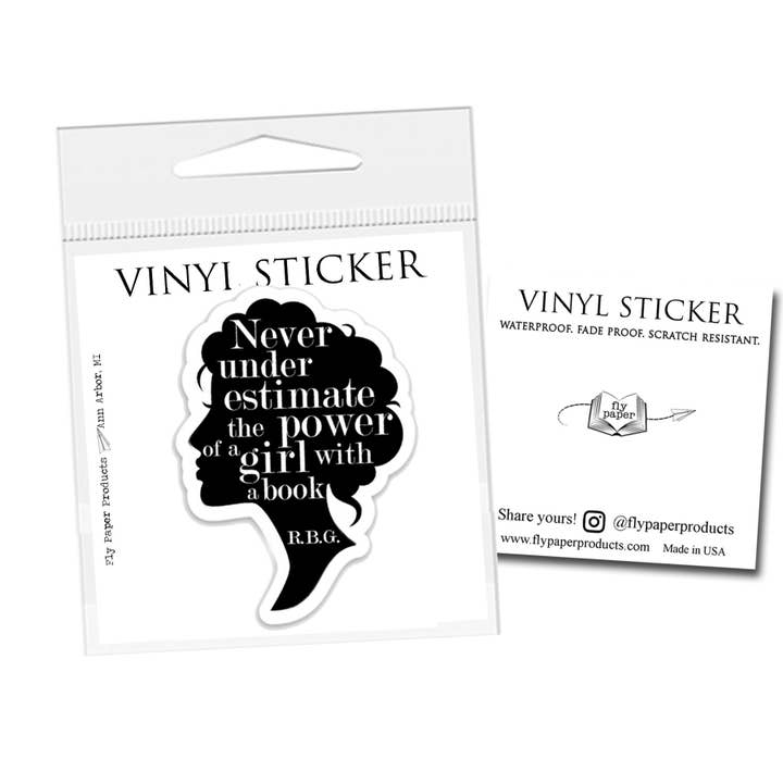 Fly Paper Products - Vente Autocollant - Autocollant en vinyle Le pouvoir d'une fille avec un livre