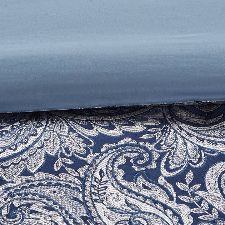 Olliix - Vente Parure de lit - Paisley Ensemble de douillettes et draps 12 pièces Bleu