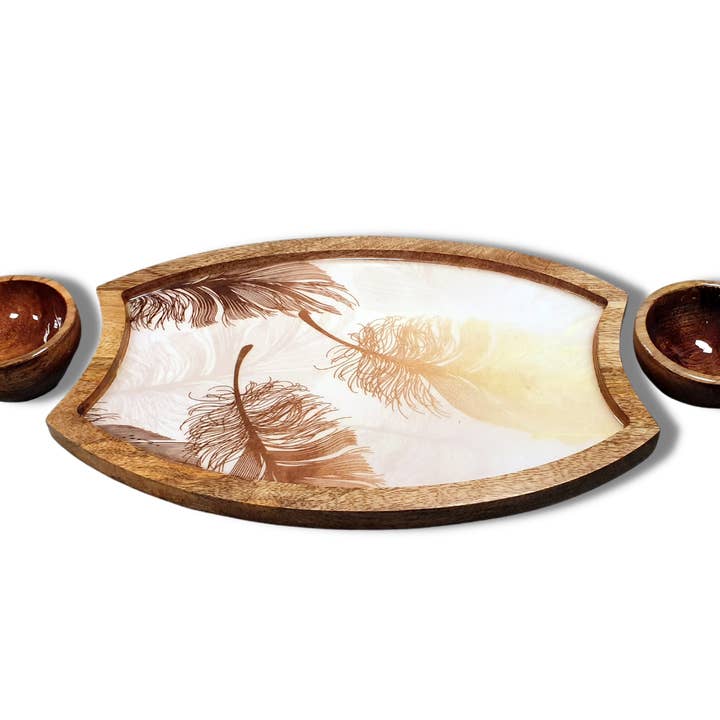 Hartsmede - Wholesale Platter - Crescent Chip & Dip Platter Set with 2 Dip Bowls8